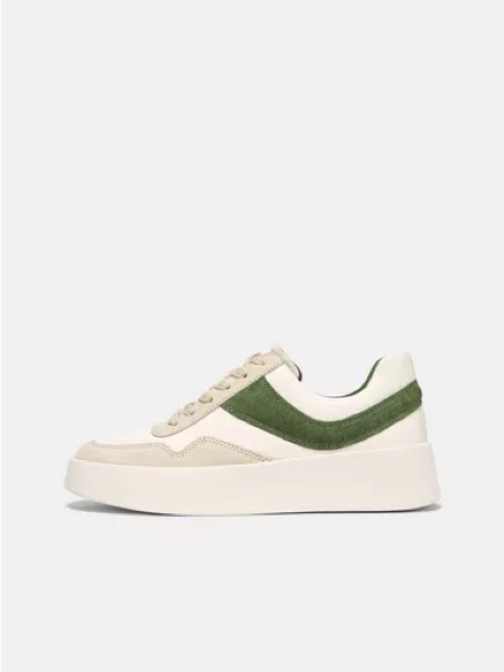 VINCE Cream & Green Low-Top Platform Sneaker